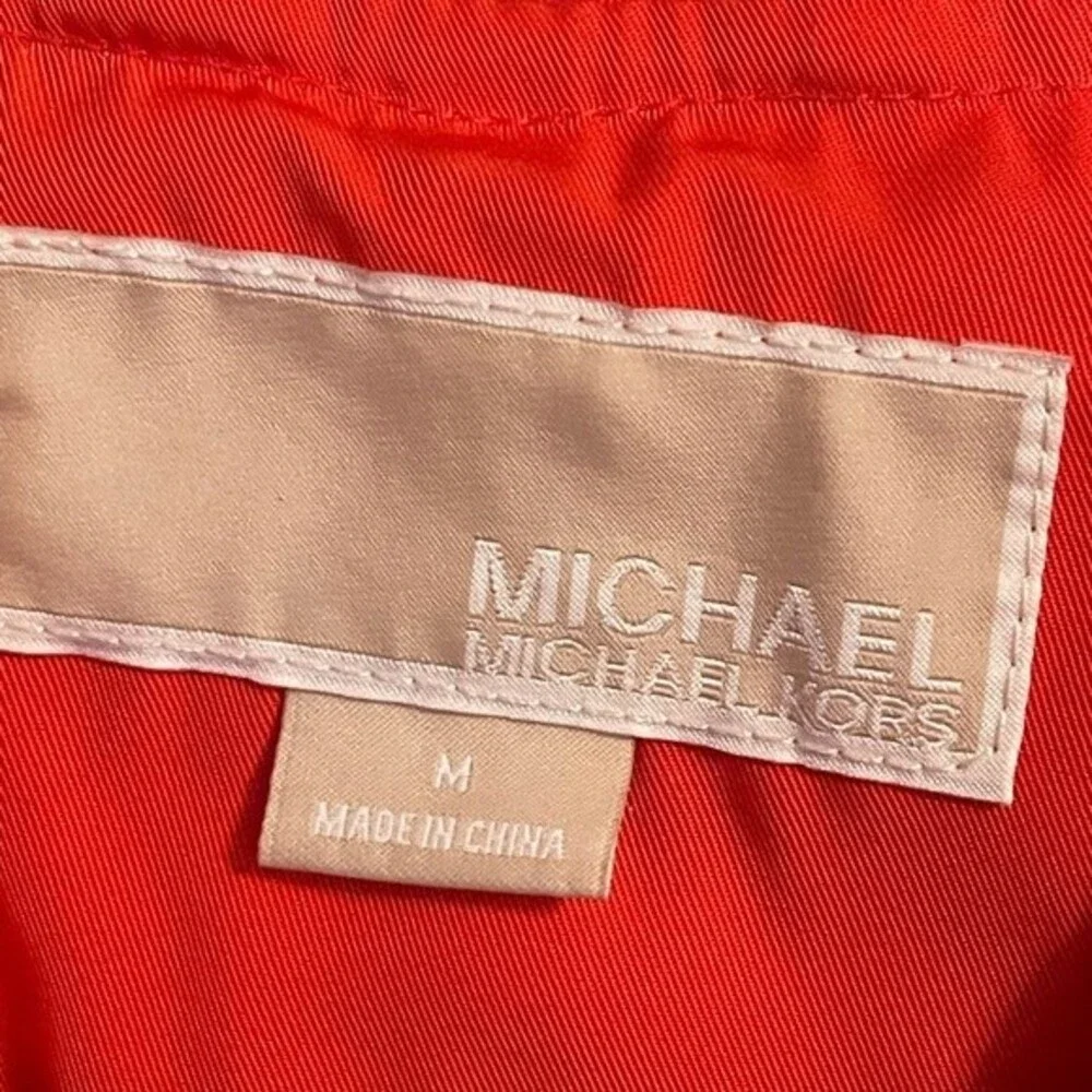 Michael Kors Hooded Raincoat. Gold Zippers. Multiple Pockets. Size Medium